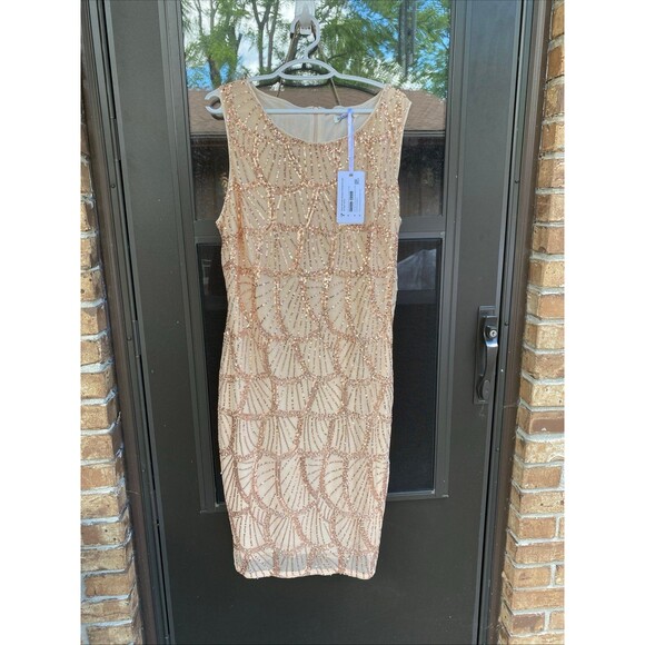 NWT Grace Karin Knee-Length Rose Gold Sequins Dress Size 12 Formal Wedding/Prom - Picture 2 of 12